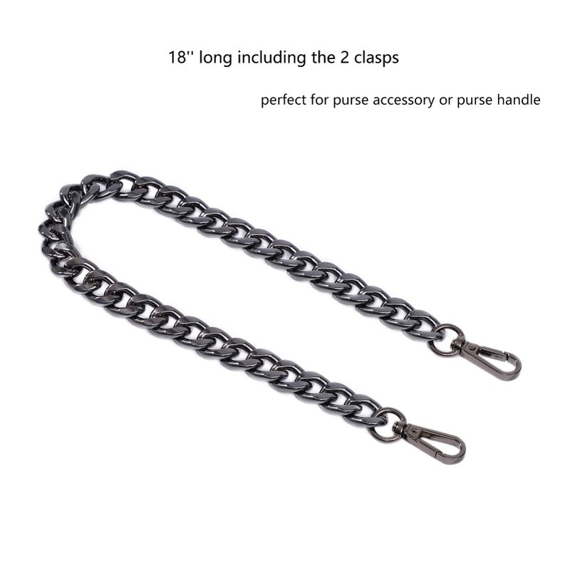 Xiazw Medium Size Fabulous Metal Shoulder Crossbody Purse Strap Replacement Bag Chain Accessories (18  Black) - Image 2